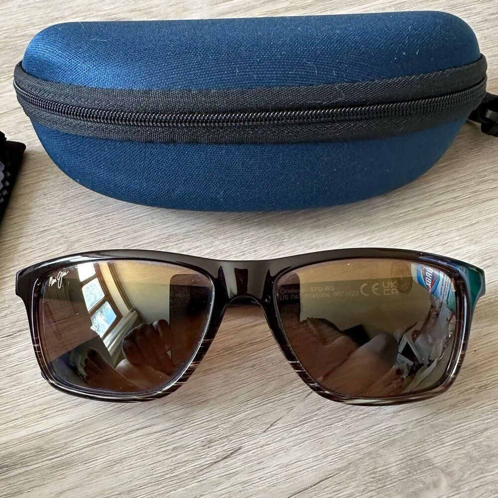 Maui Jim Onshore STG-BG Sunglasses MJ 798-01 with Unbranded Case and Cloth